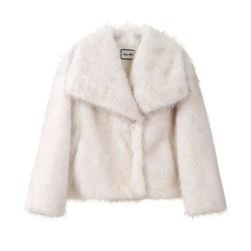 Neo Mint 2024 Winter Iconic Blogger Fashion Fluffy Square Collar Faux Fur Coat Women Ins Hot Chic Girls Fox Fur Jacket Outerwear