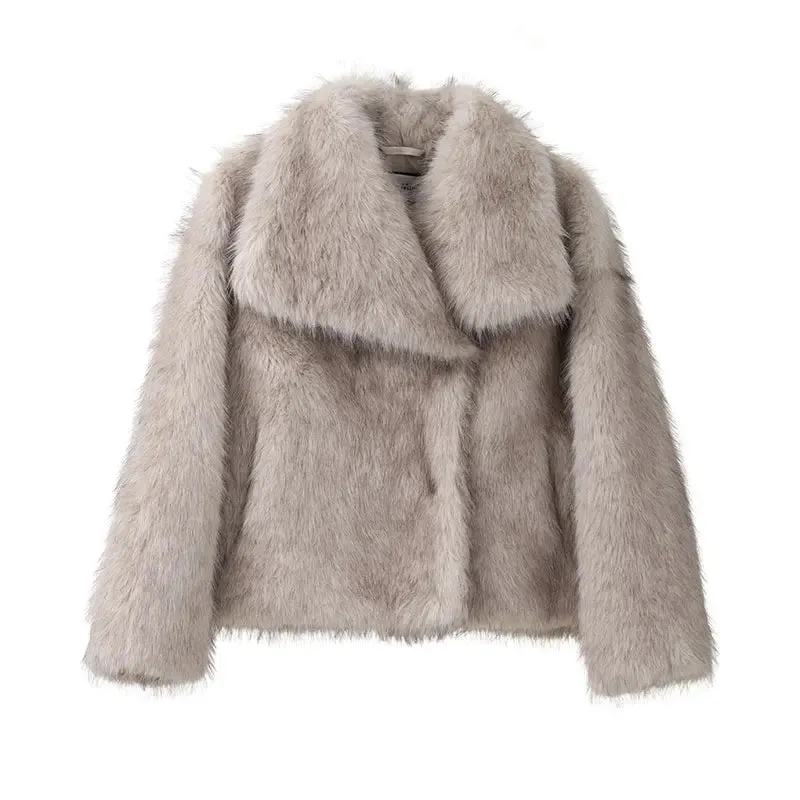 Neo Mint 2024 Winter Iconic Blogger Fashion Fluffy Square Collar Faux Fur Coat Women Ins Hot Chic Girls Fox Fur Jacket Outerwear