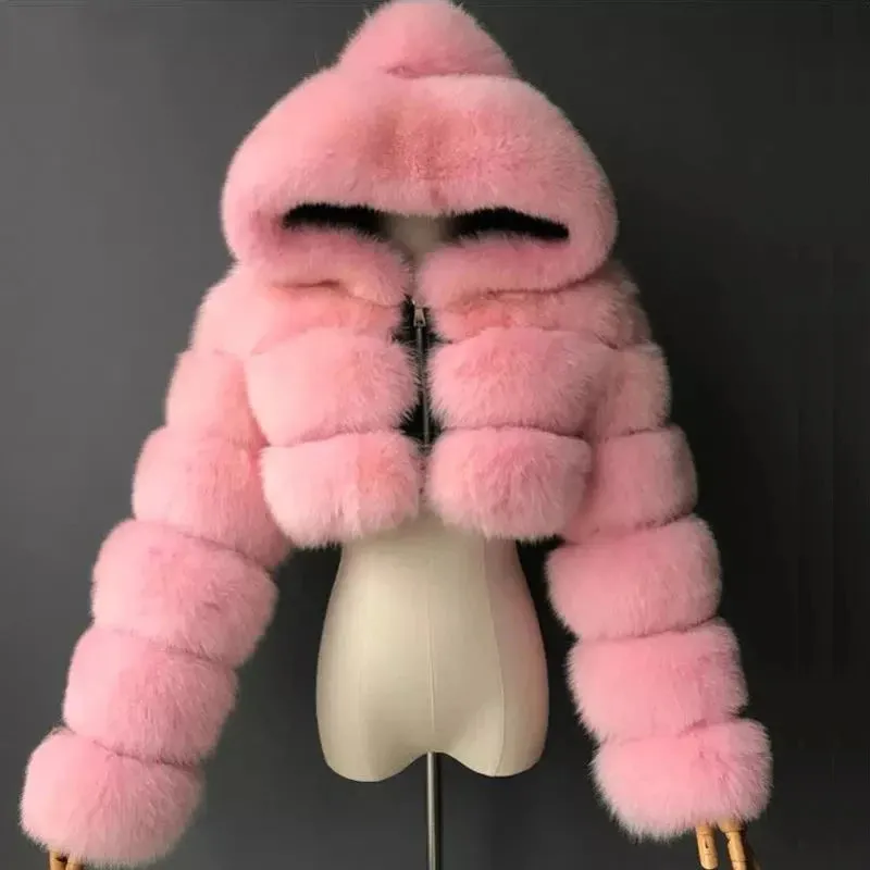 Nuvio -  Faux Fur Cropped Coat