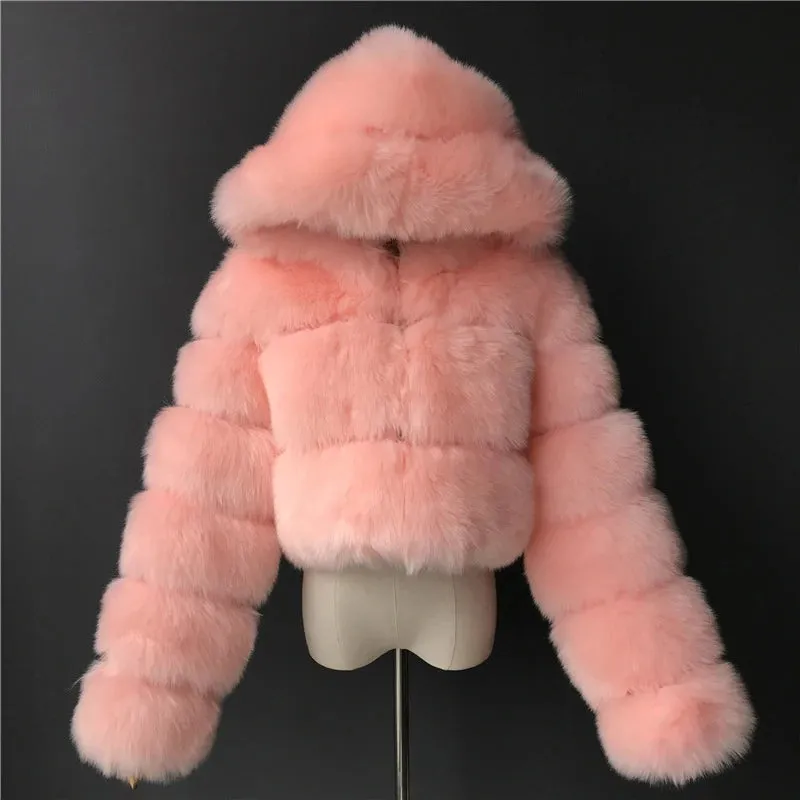 Nuvio -  Faux Fur Cropped Coat