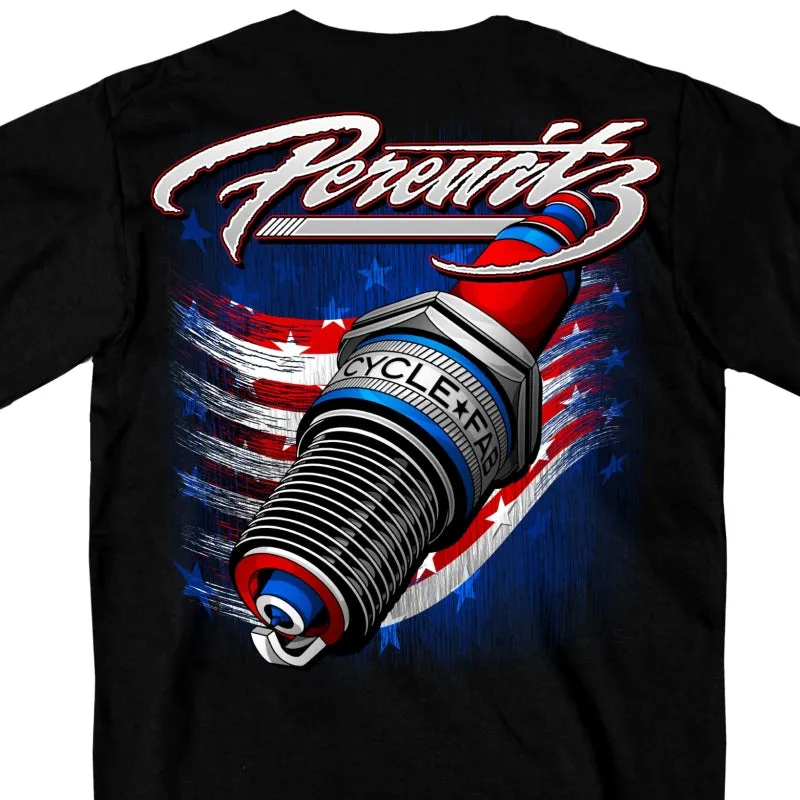 Official Perewitz PFM1006 Men’s Spark Plug Black T-Shirt