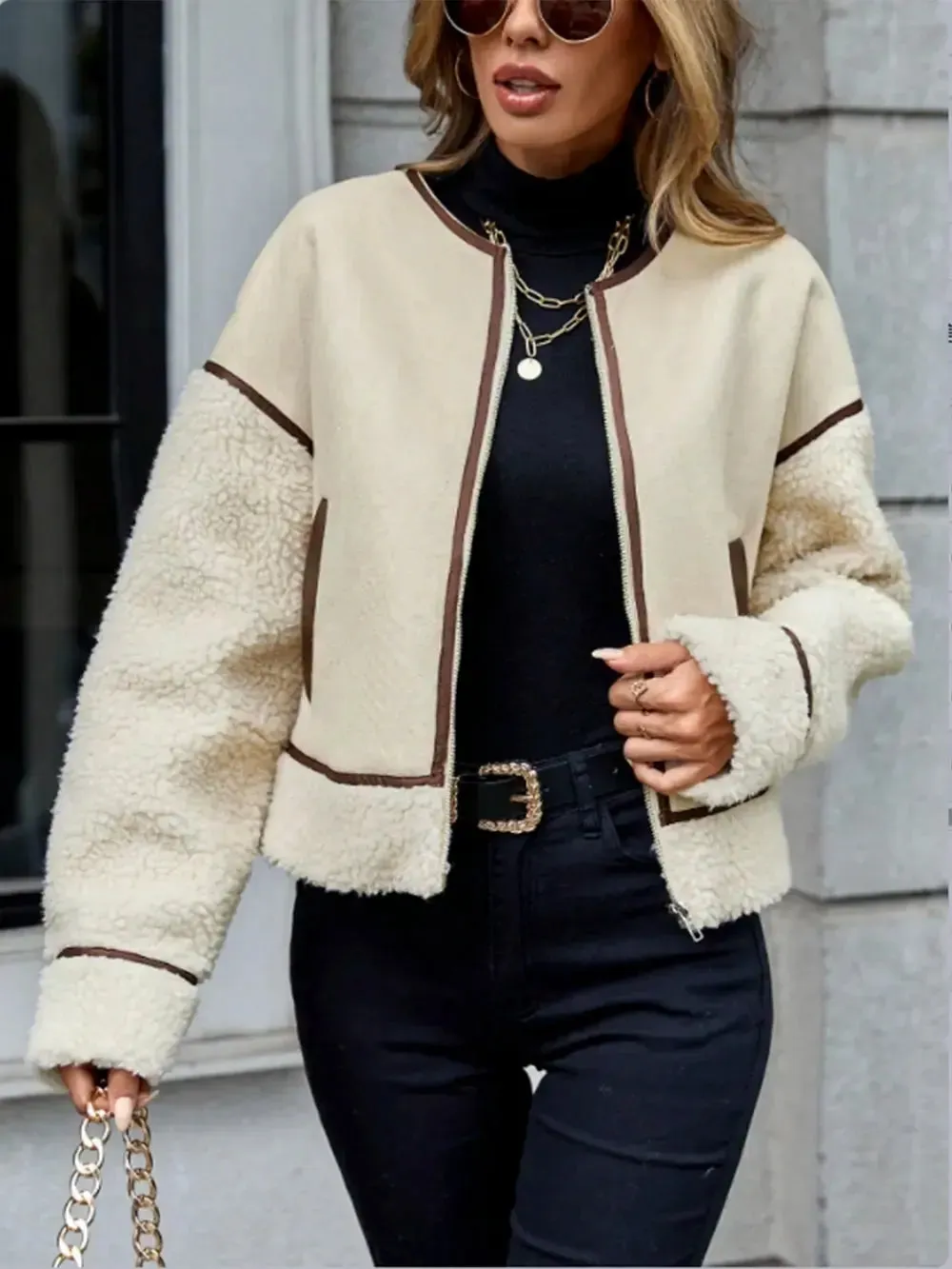 'Olwen' Zip Up Sherpa Jacket