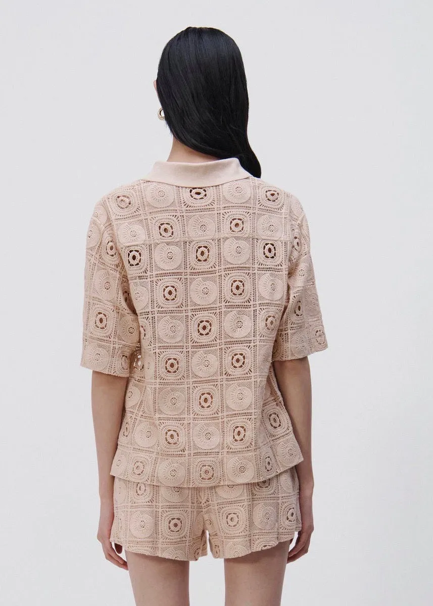 Parson Shell Crochet Button Shirt (Dune)
