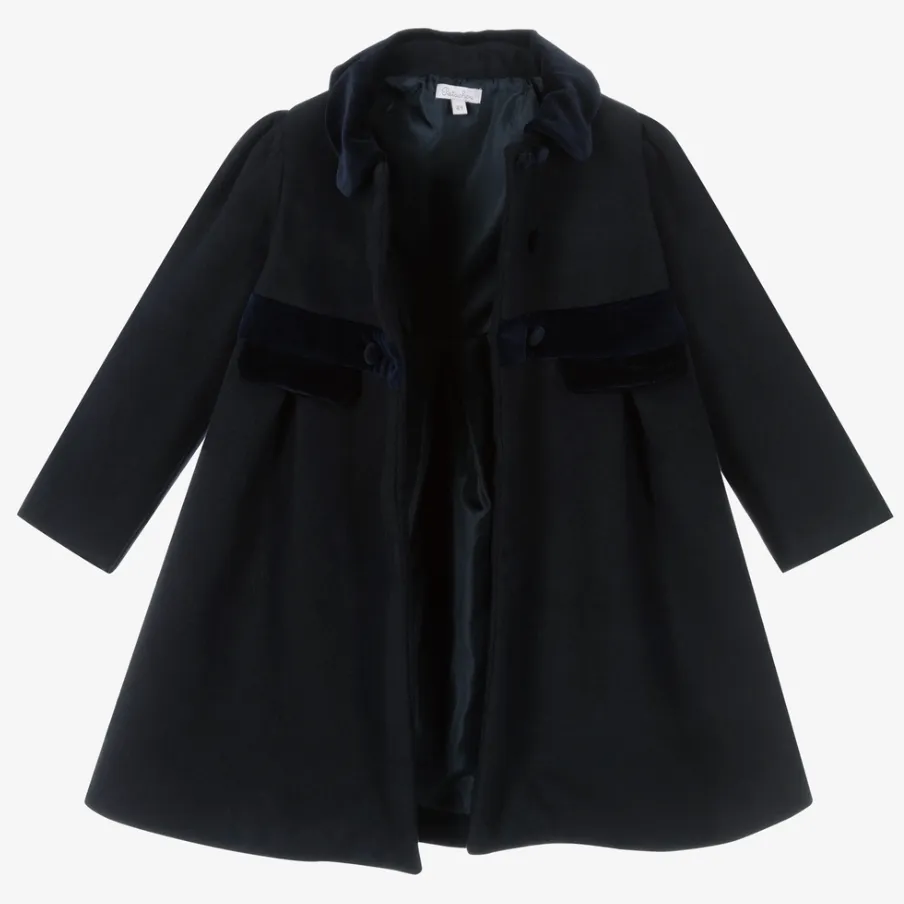 Patachou -Navy Velvet Trim Coat