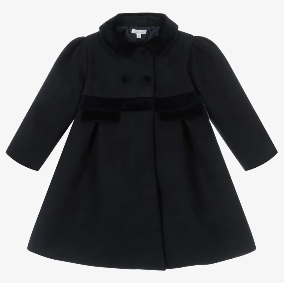 Patachou -Navy Velvet Trim Coat