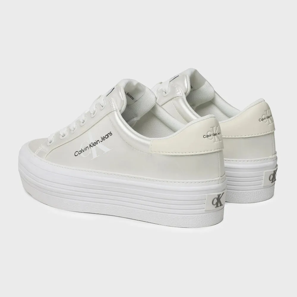 Pearl Flatform Sneaker - White