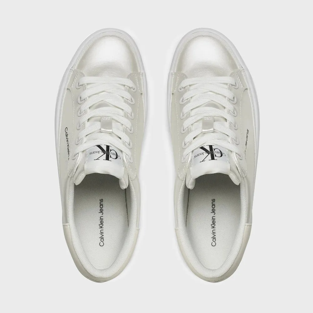 Pearl Flatform Sneaker - White