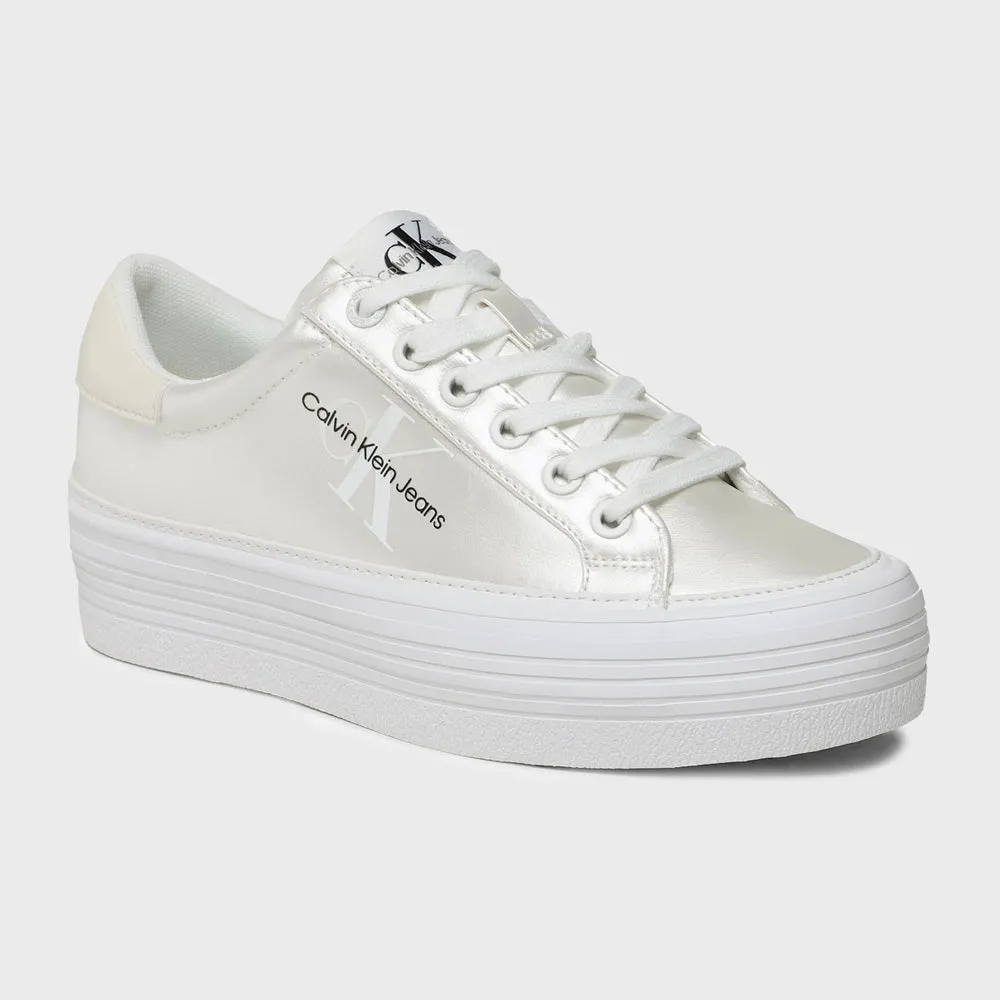 Pearl Flatform Sneaker - White