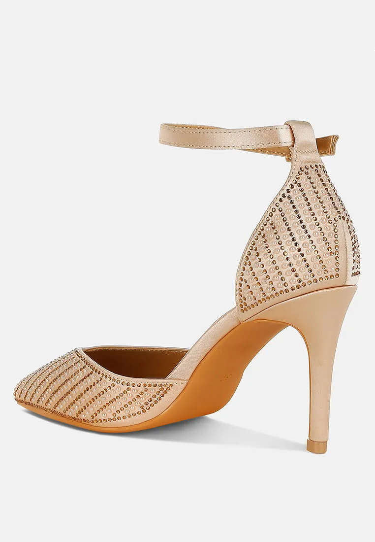 Pearls & Sequins Embellished Stiletto Sandals by RUW