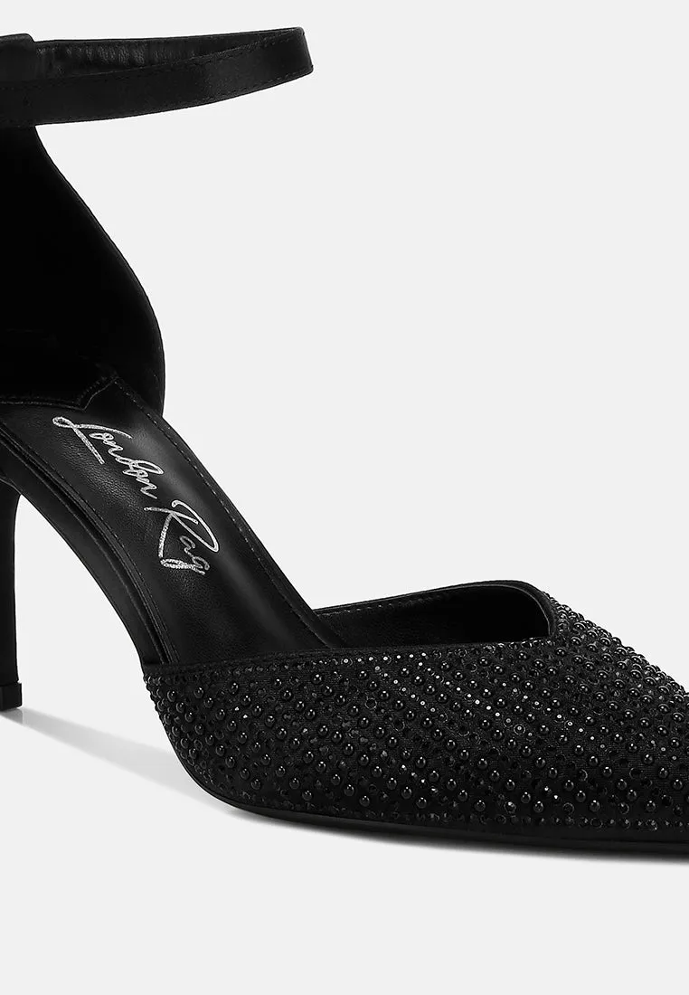 Pearls & Sequins Embellished Stiletto Sandals by RUW