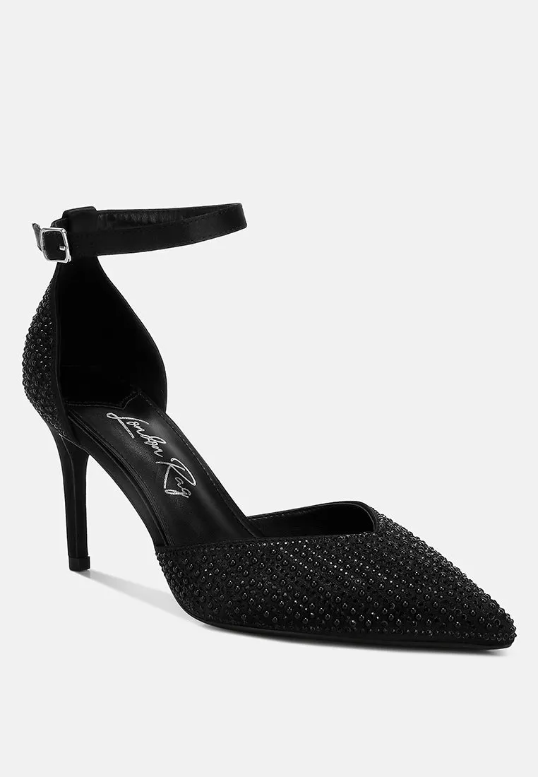 Pearls & Sequins Embellished Stiletto Sandals by RUW