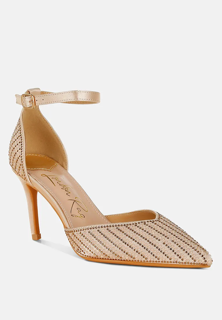 Pearls & Sequins Embellished Stiletto Sandals by RUW
