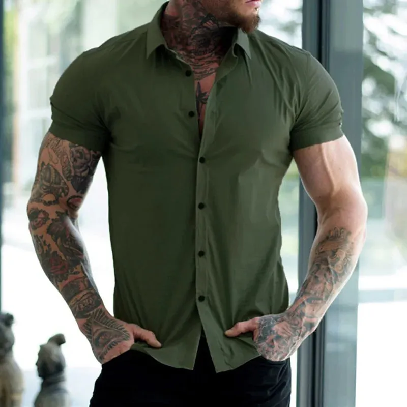 PerfectPress Herren Sommer Business-Hemden Bügelfrei Knitterfrei