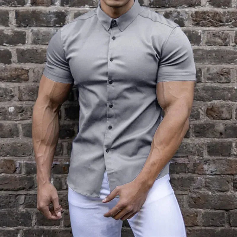 PerfectPress Herren Sommer Business-Hemden Bügelfrei Knitterfrei