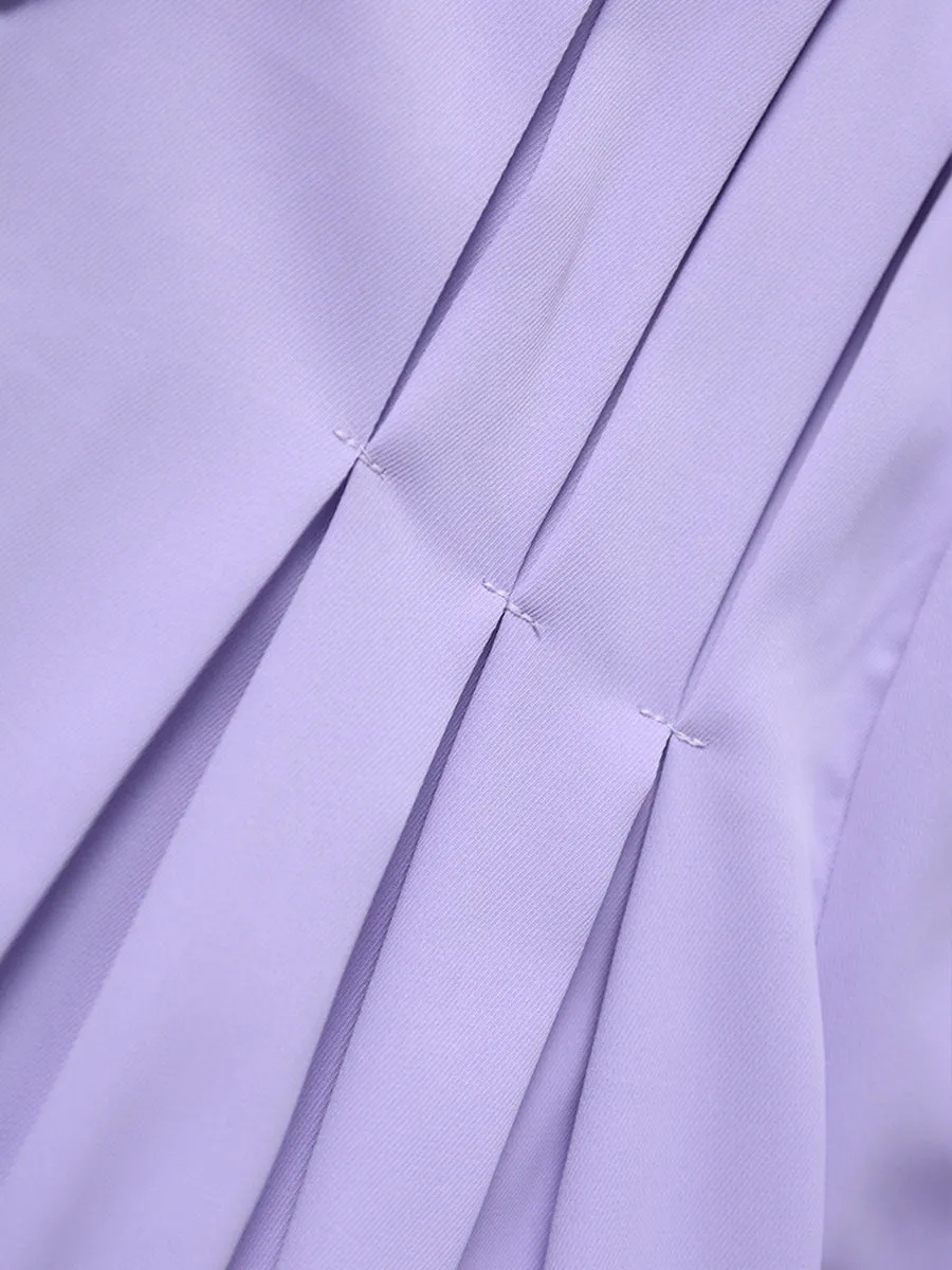 Pinch Pleat Split Shirt Top with Belt