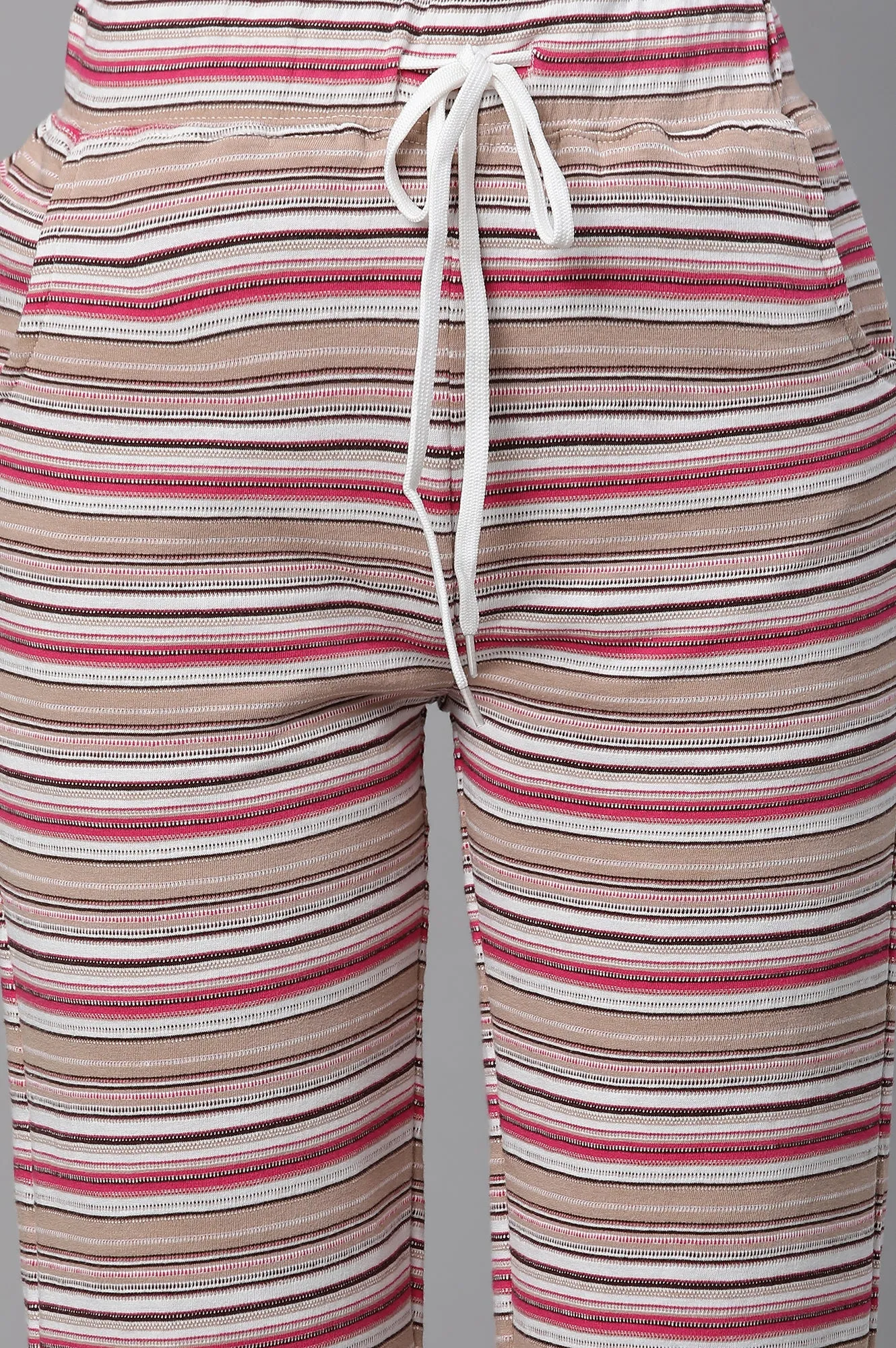 Pink Stripe Printed Lounge Wear Pants