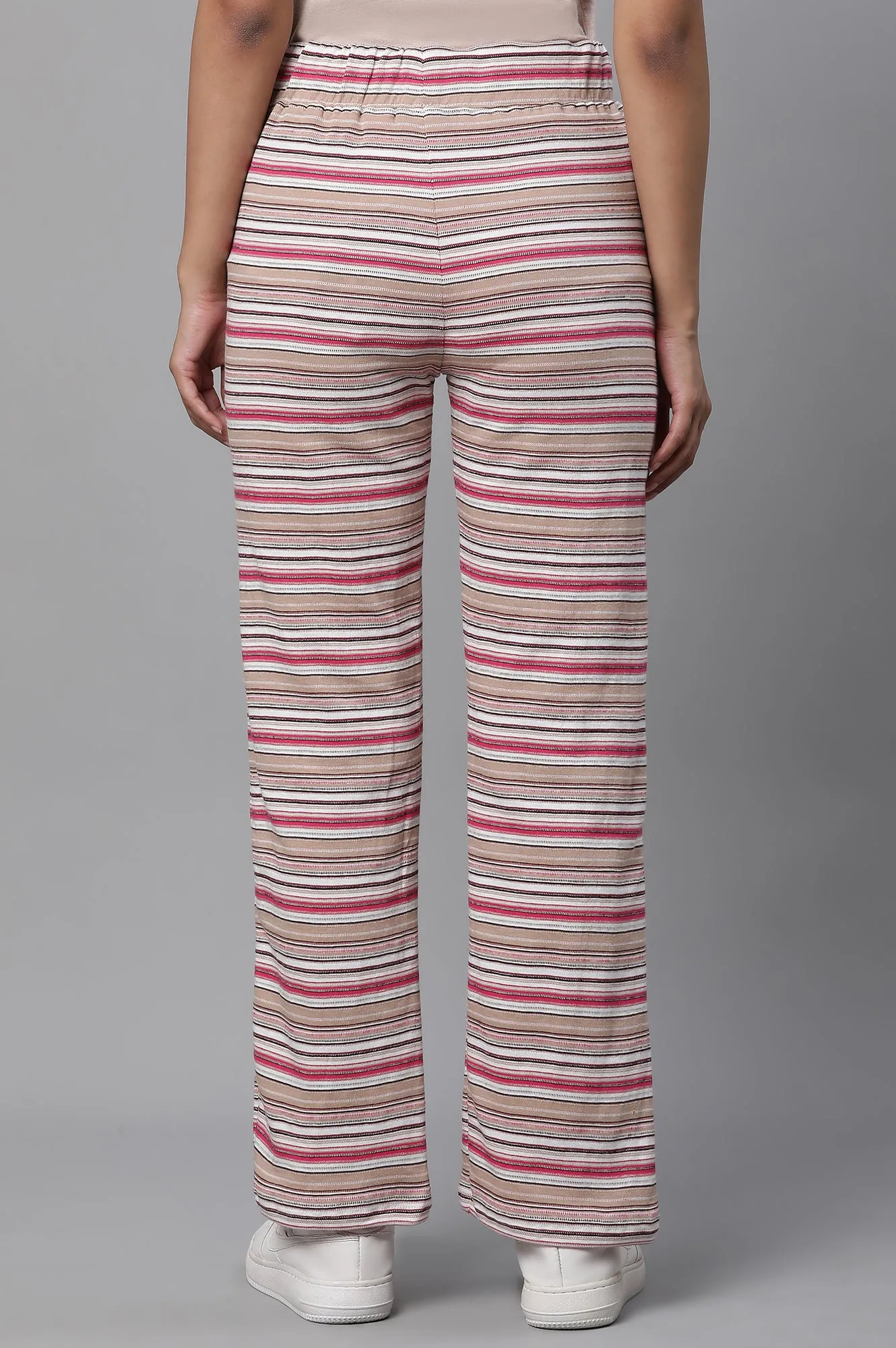 Pink Stripe Printed Lounge Wear Pants
