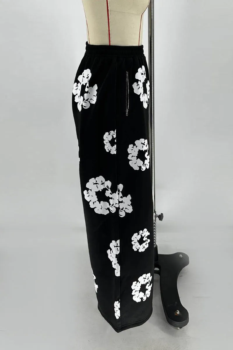 PJ0399 Floral Wide Leg Sweatpants