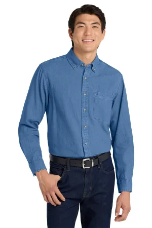 Port Authority Tall Long Sleeve Denim Shirt. TLS600 Faded Blue Tall