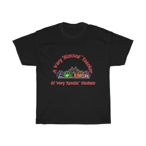 "Blessed Owl Teacher" Red Letters Unisex Heavy Cotton Tee