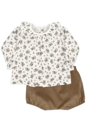 "Kiara" Vintage Floral Blouse & Bloomers