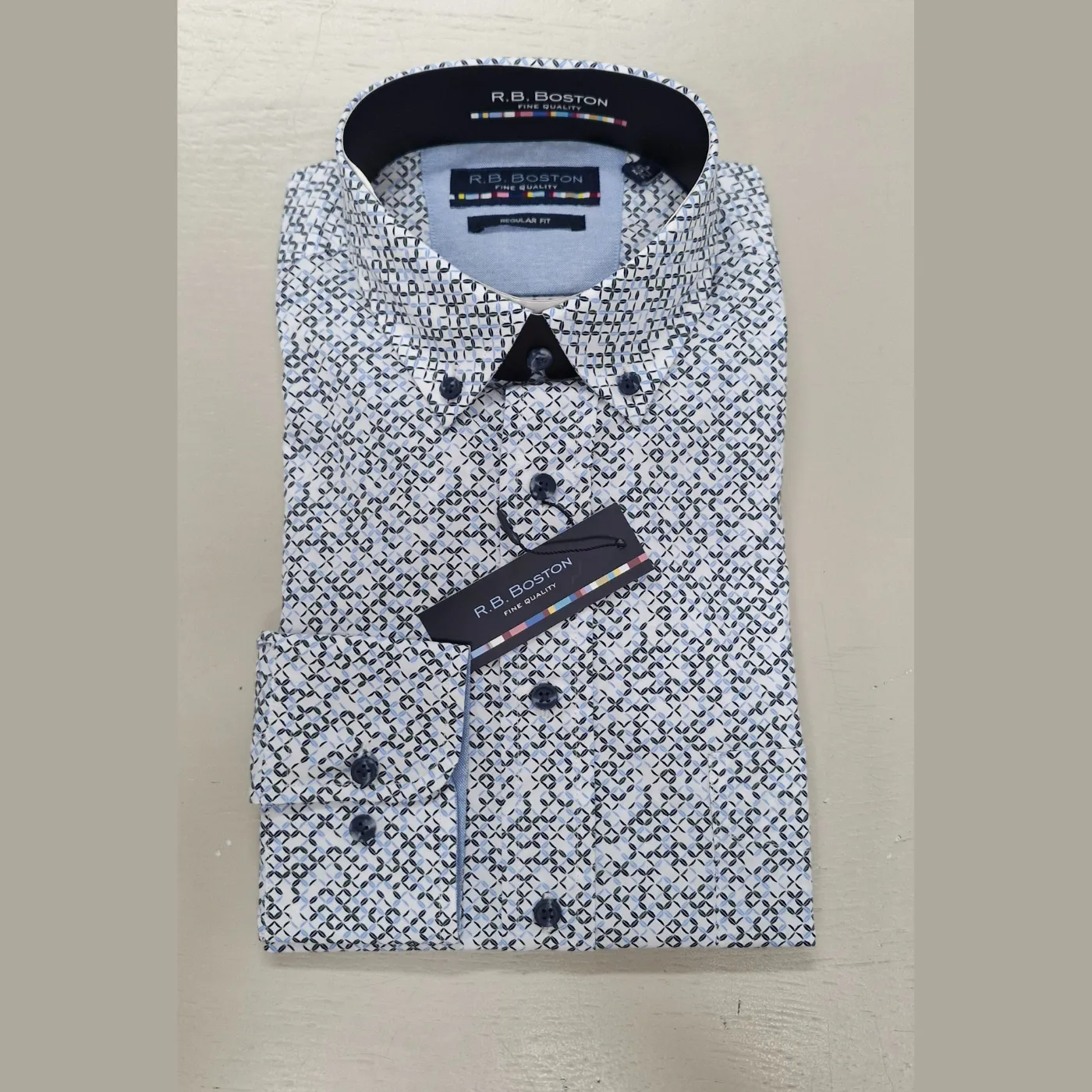 R.B.Boston Square Print L/S Shirt Green