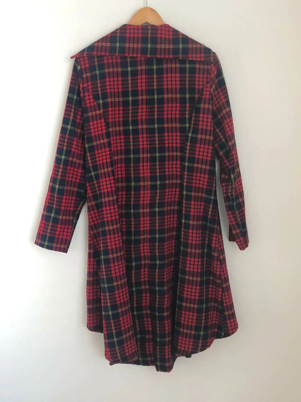 Red checker print coat