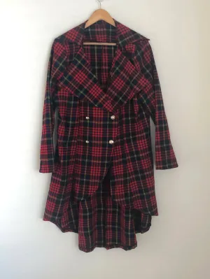 Red checker print coat
