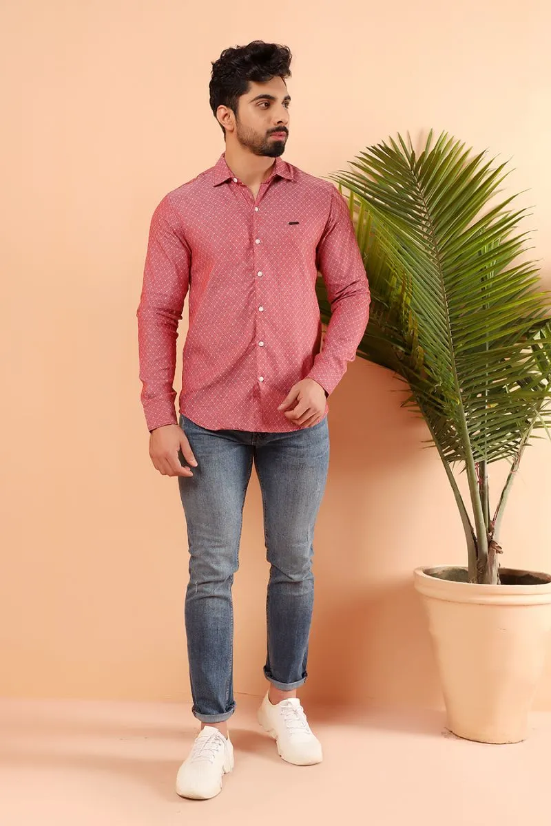 Red Pique Casual Shirt FS Slim Fit
