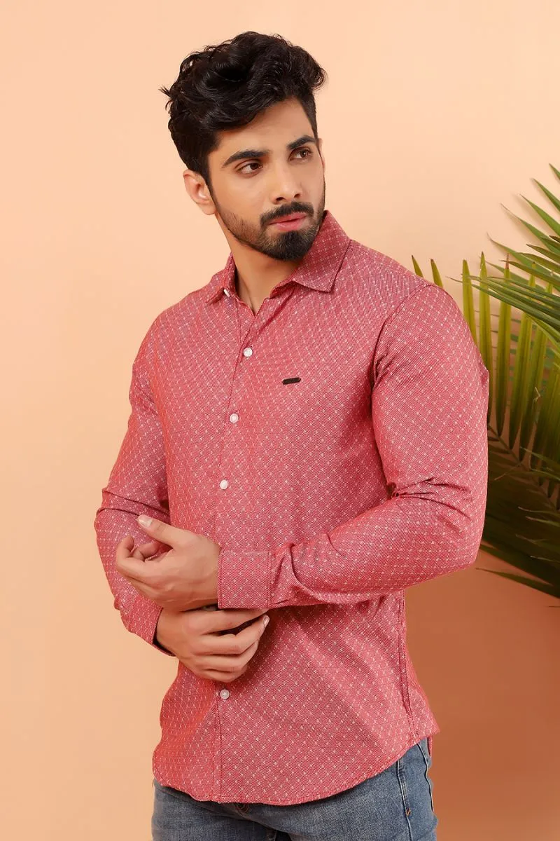 Red Pique Casual Shirt FS Slim Fit