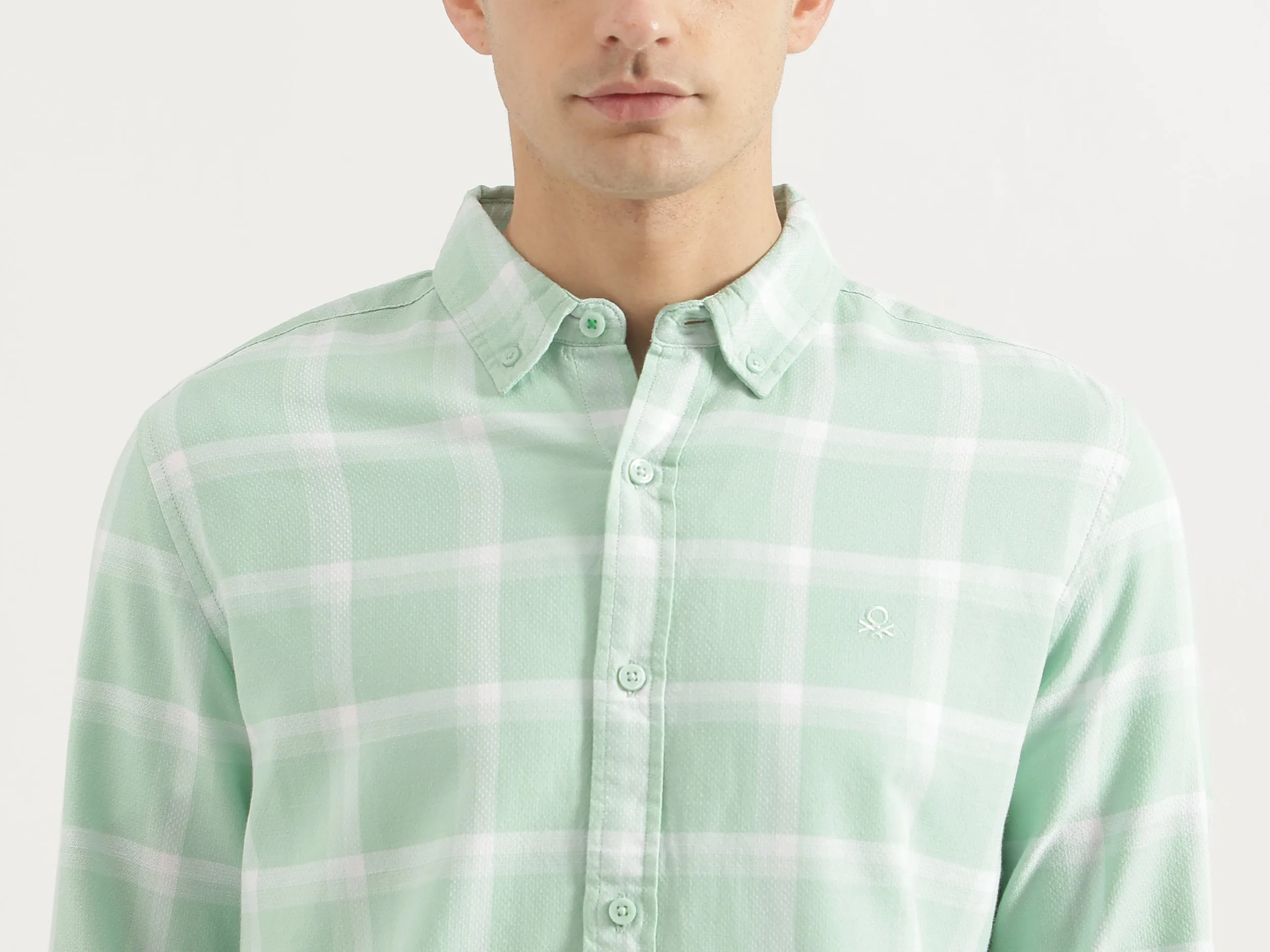 Regular Fit Button Down Collar Checkered Shirt