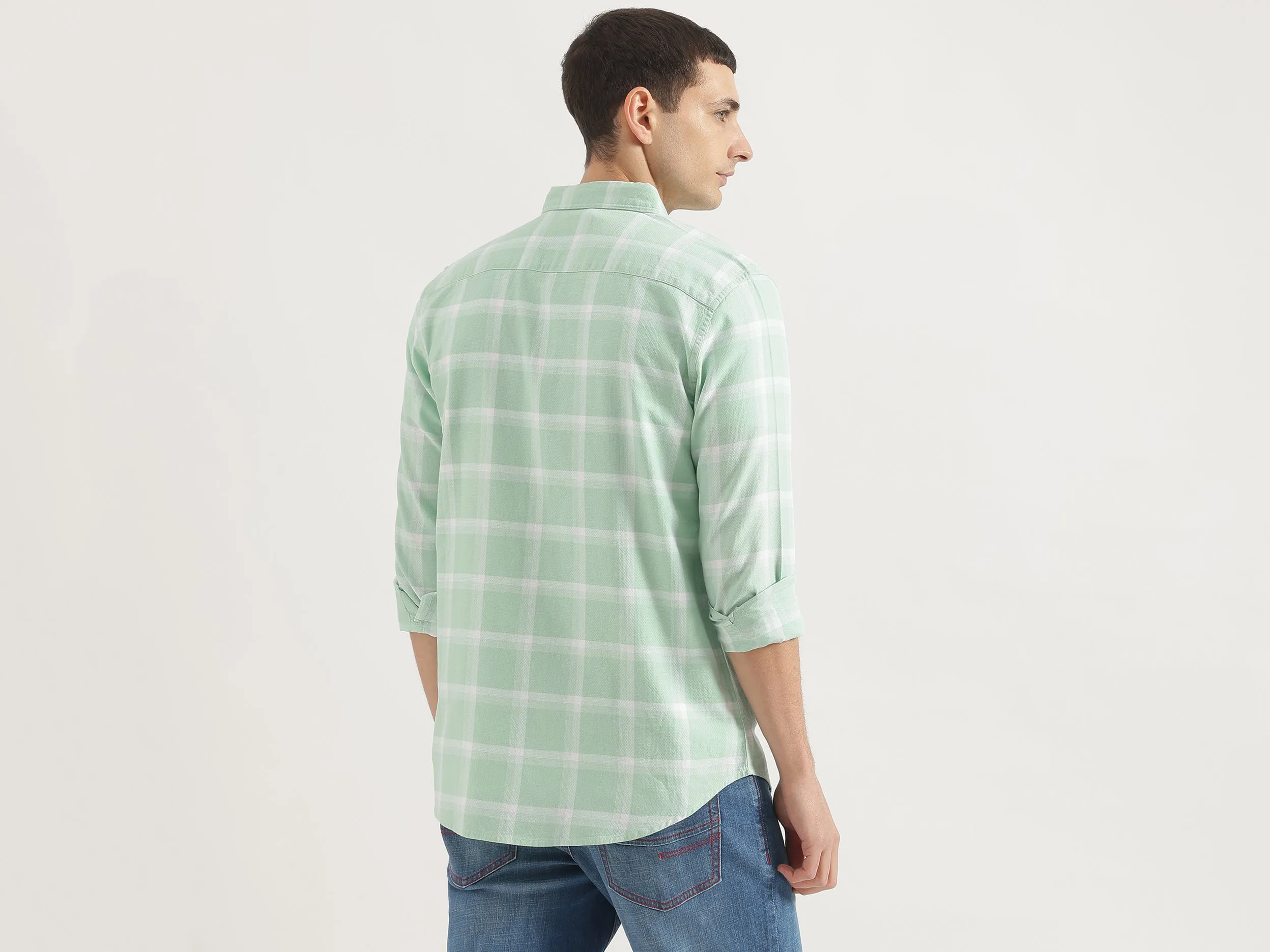 Regular Fit Button Down Collar Checkered Shirt