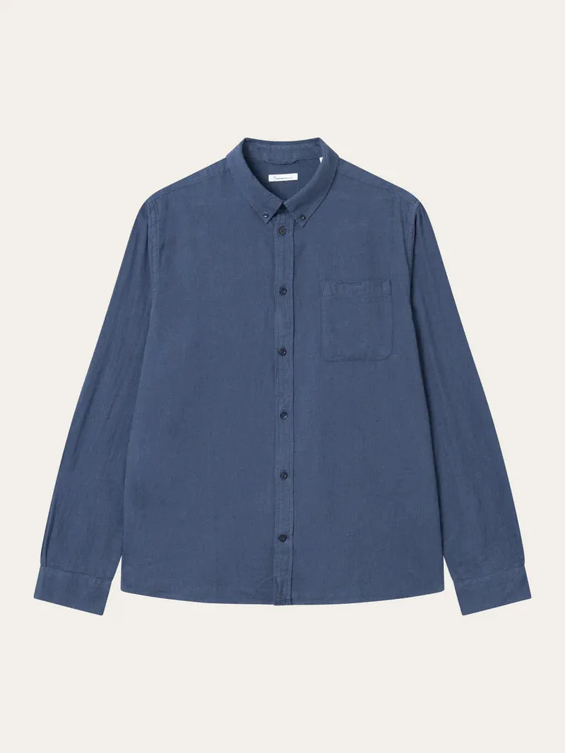 Regular fit melangé flannel shirt estate blue