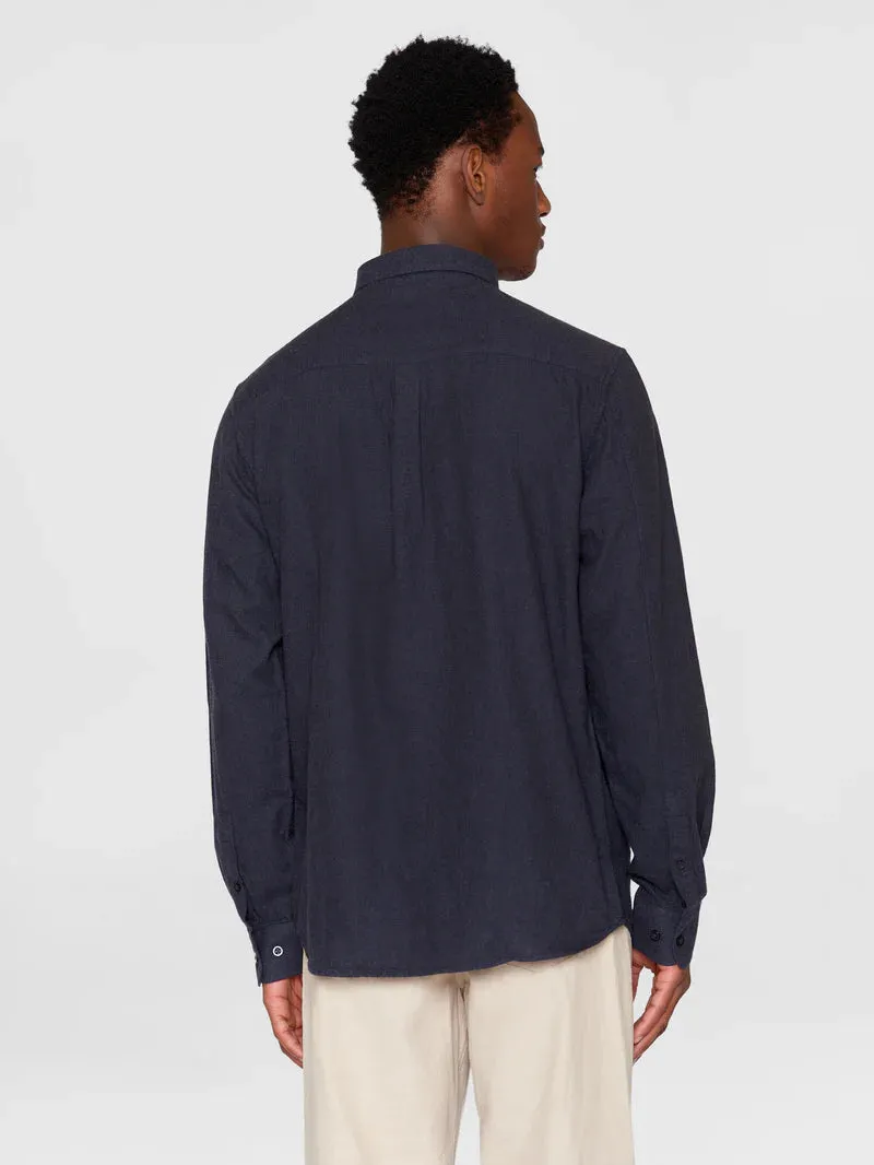 Regular fit melangé flannel shirt estate blue
