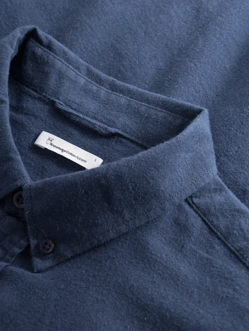 Regular fit melangé flannel shirt estate blue