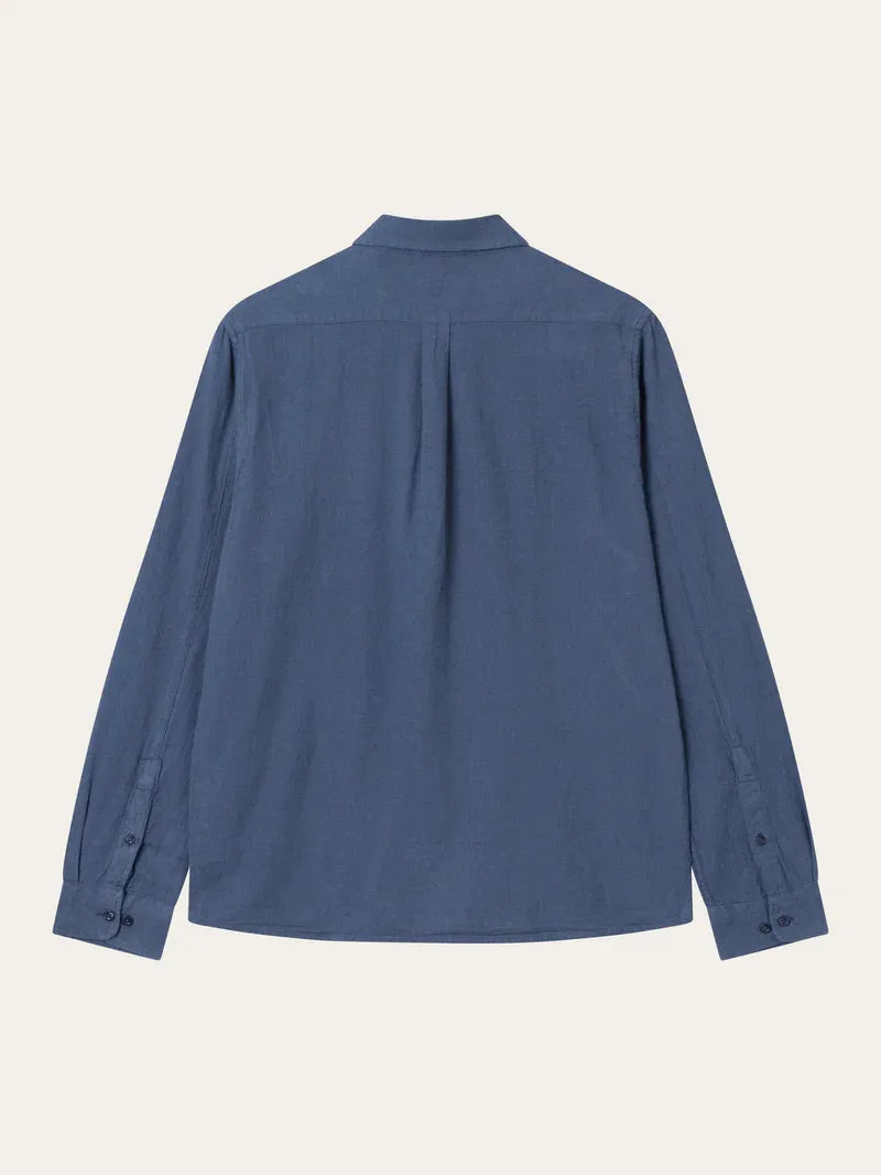 Regular fit melangé flannel shirt estate blue