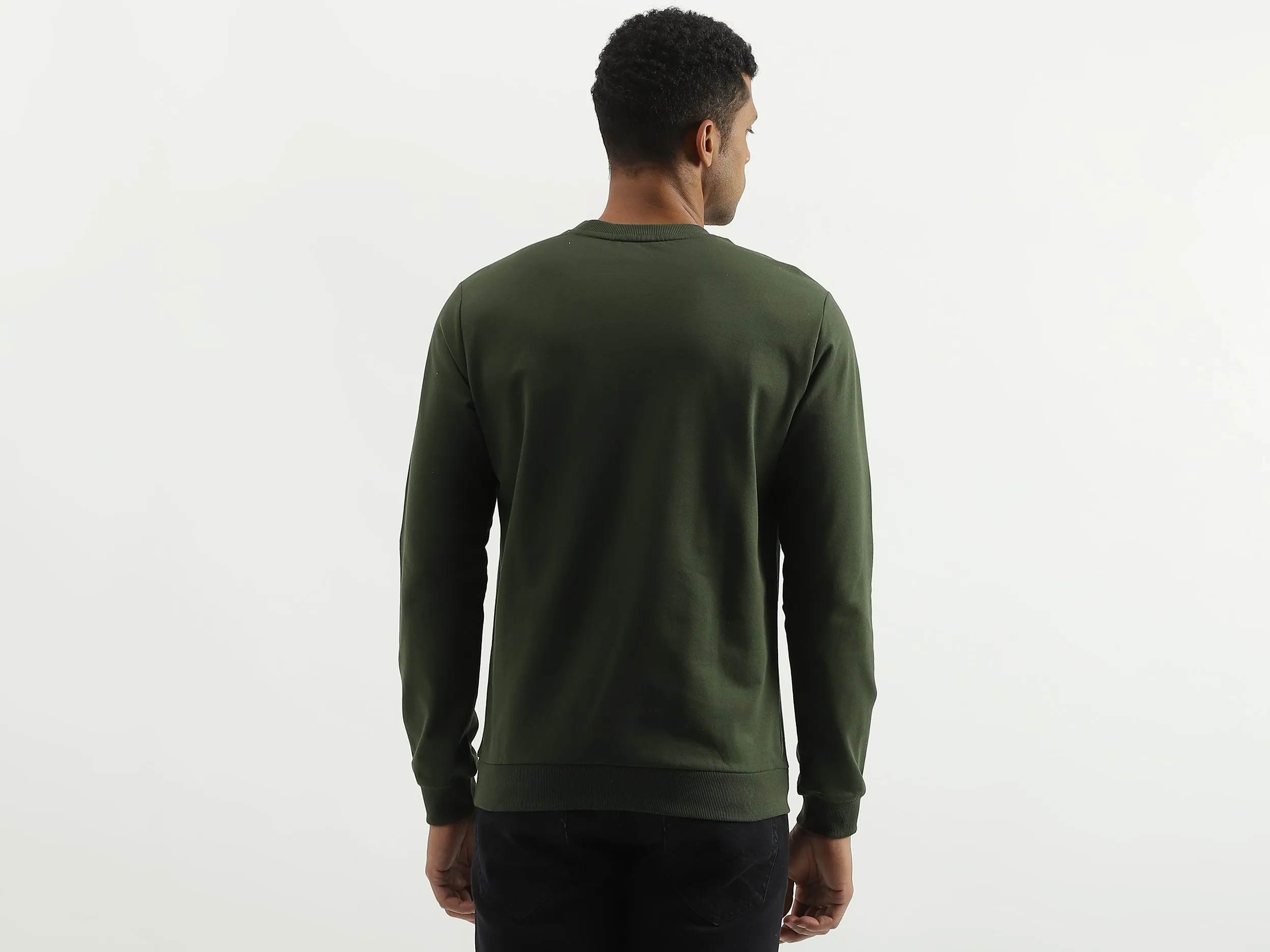Regular Fit Round Neck Solid Sweatshirt