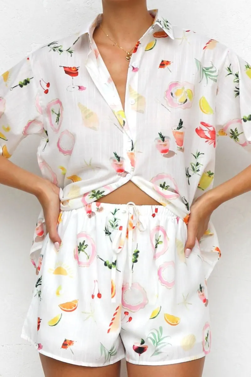 Relaxed Fit Pajama Set with Whimsical Print