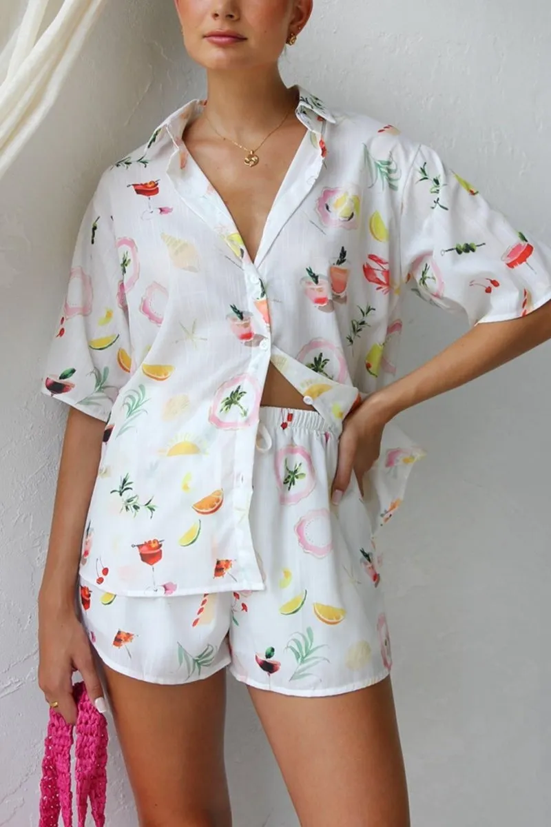 Relaxed Fit Pajama Set with Whimsical Print