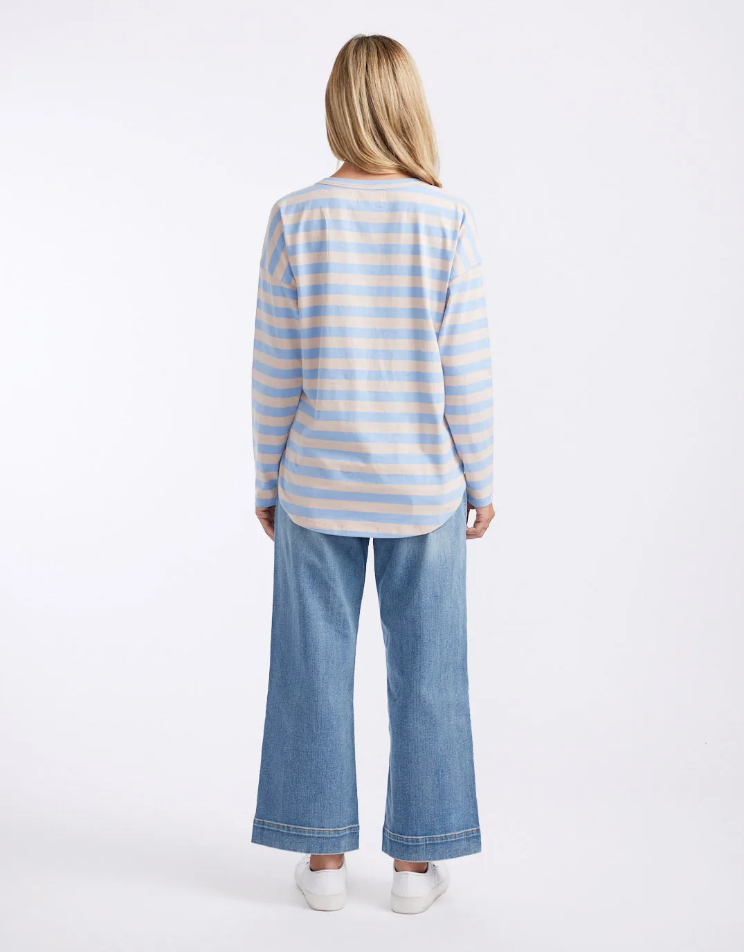 Relaxed Long Sleeve T-Shirt - Dusty Rose/Blue