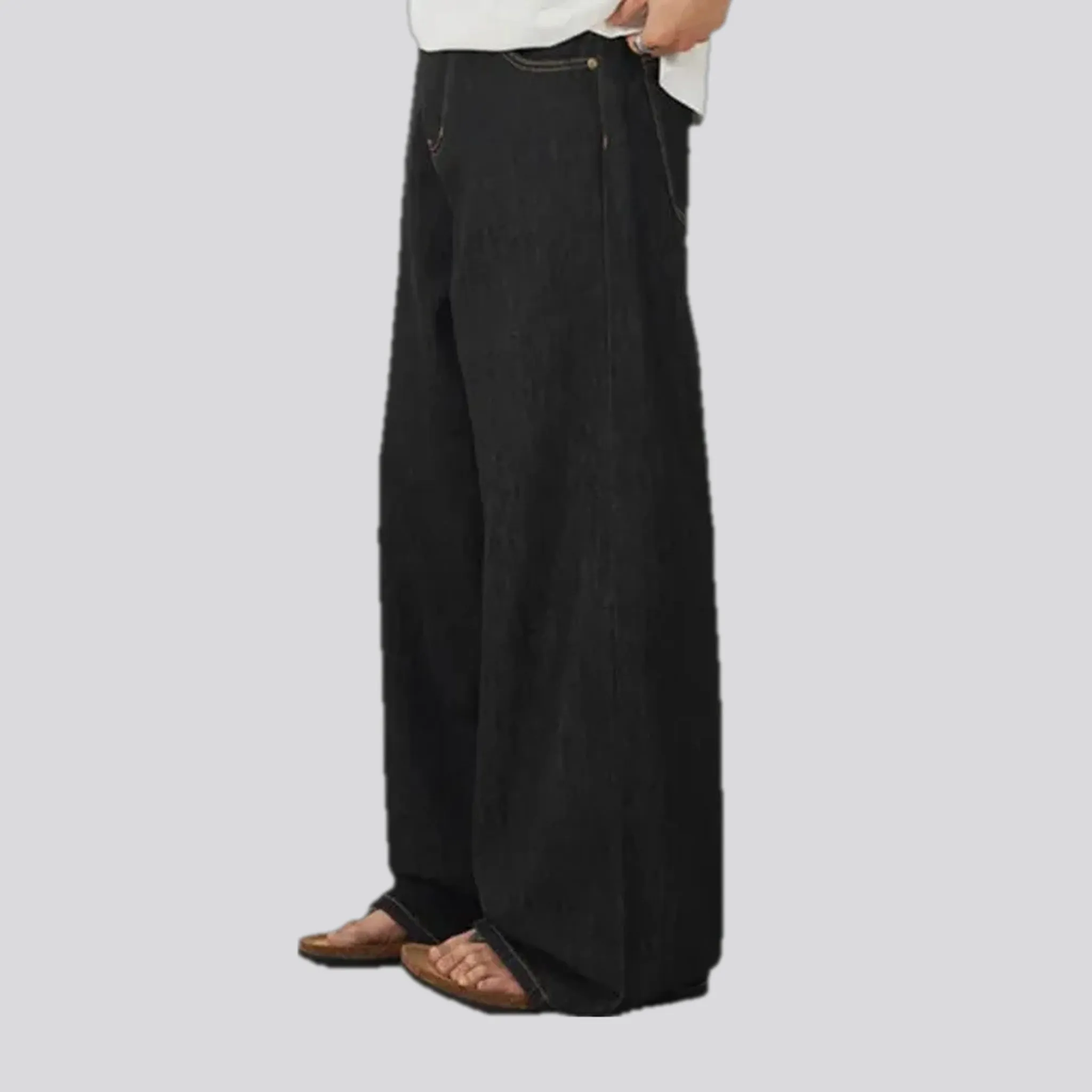 Retro style mid-waist wide men's jeans