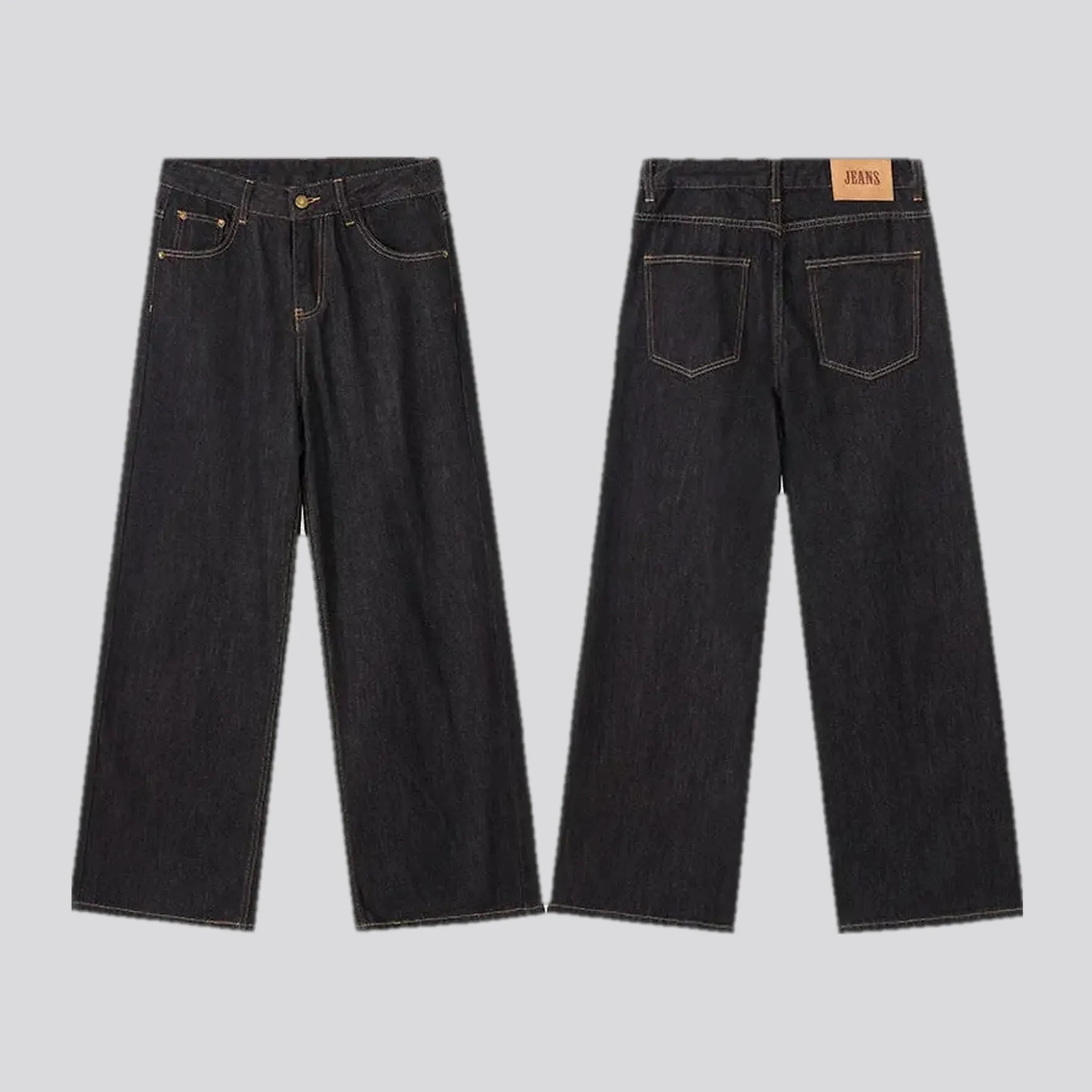 Retro style mid-waist wide men's jeans