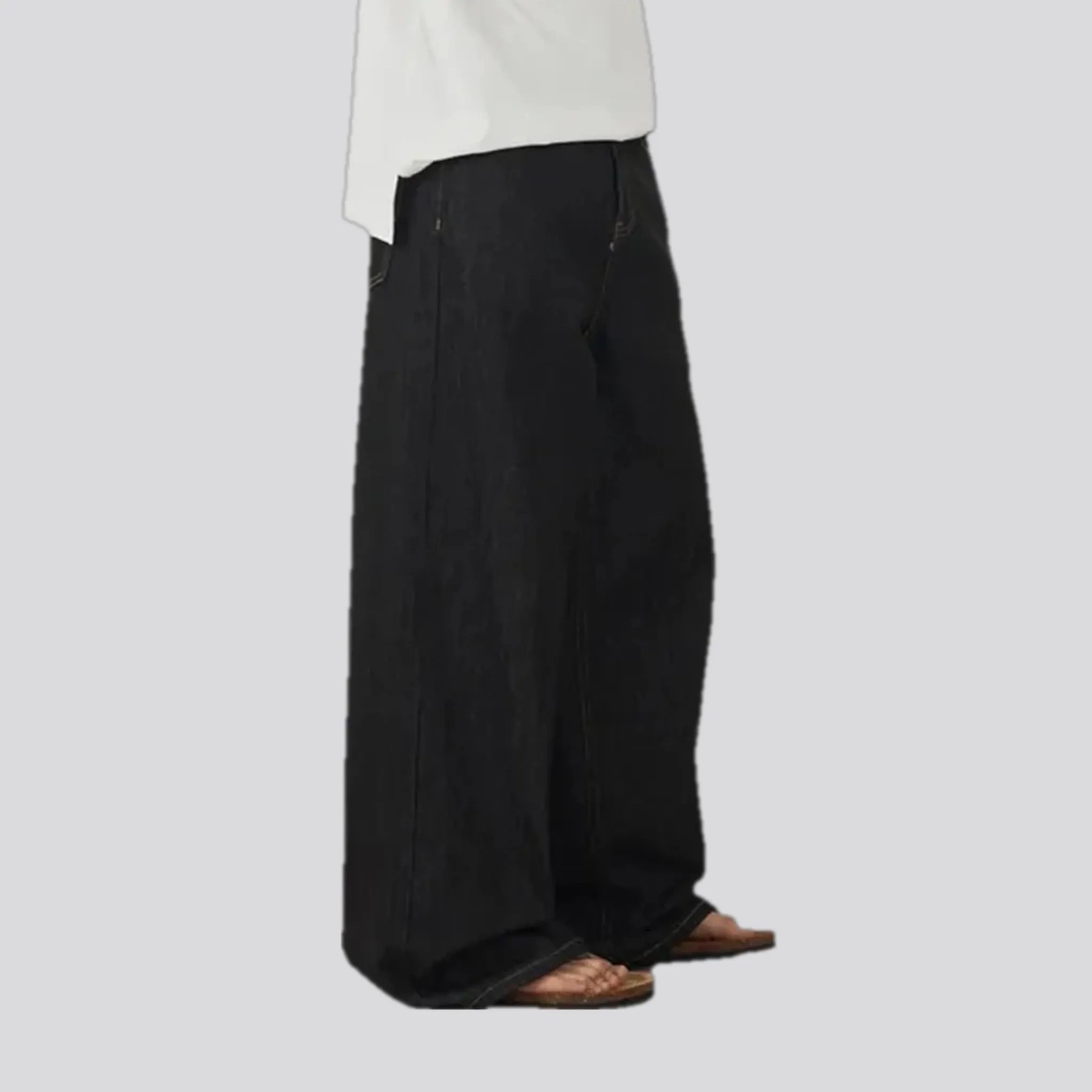 Retro style mid-waist wide men's jeans