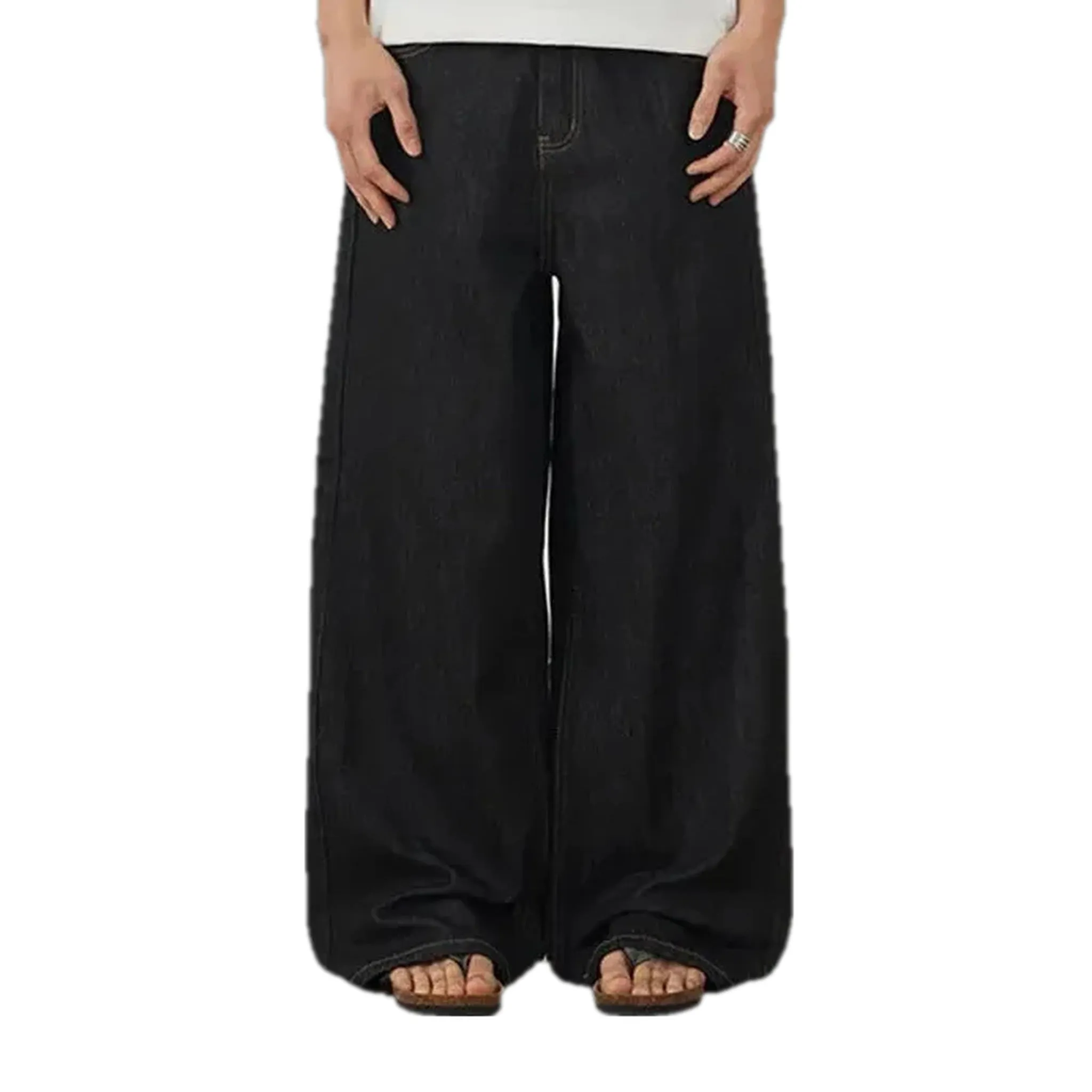 Retro style mid-waist wide men's jeans