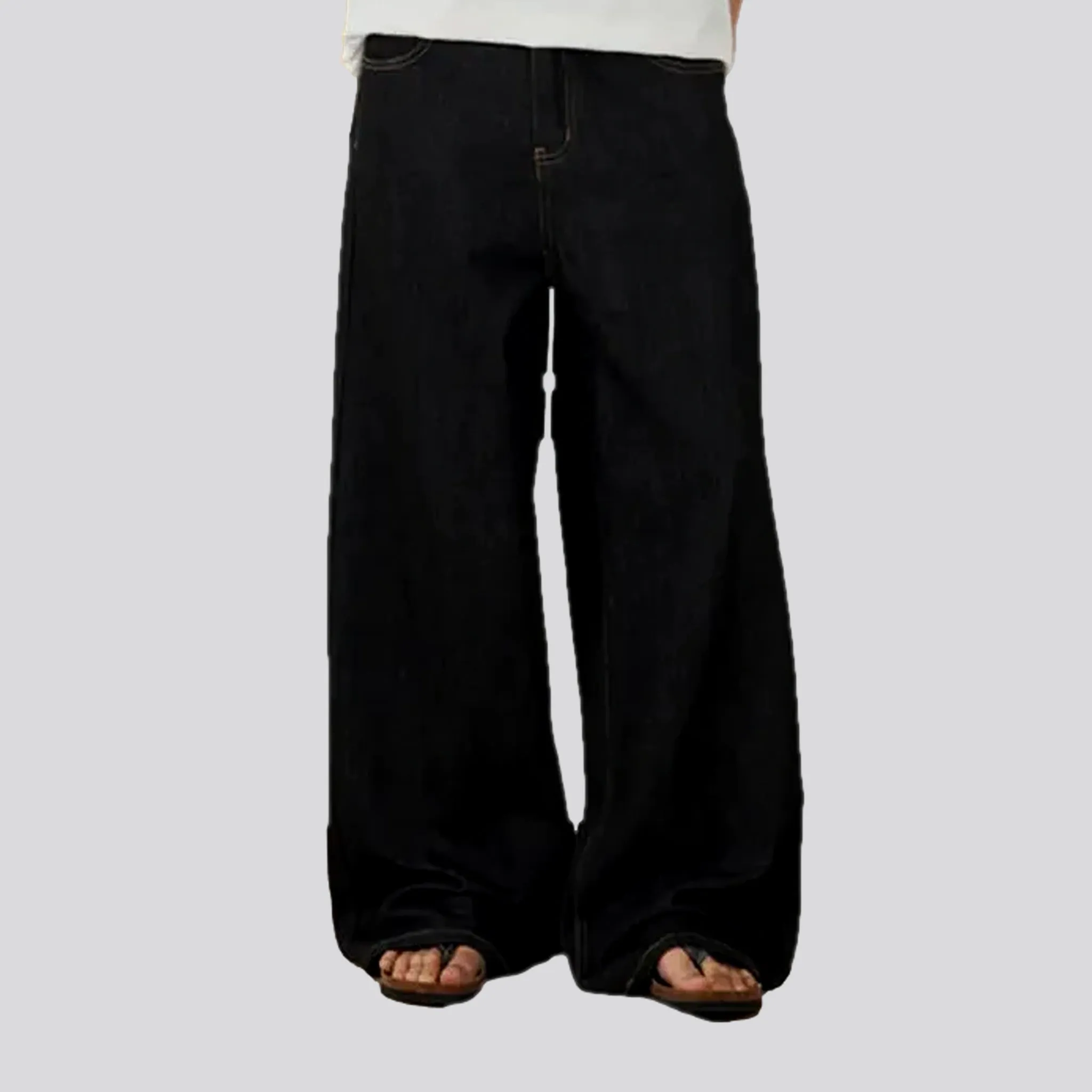 Retro style mid-waist wide men's jeans