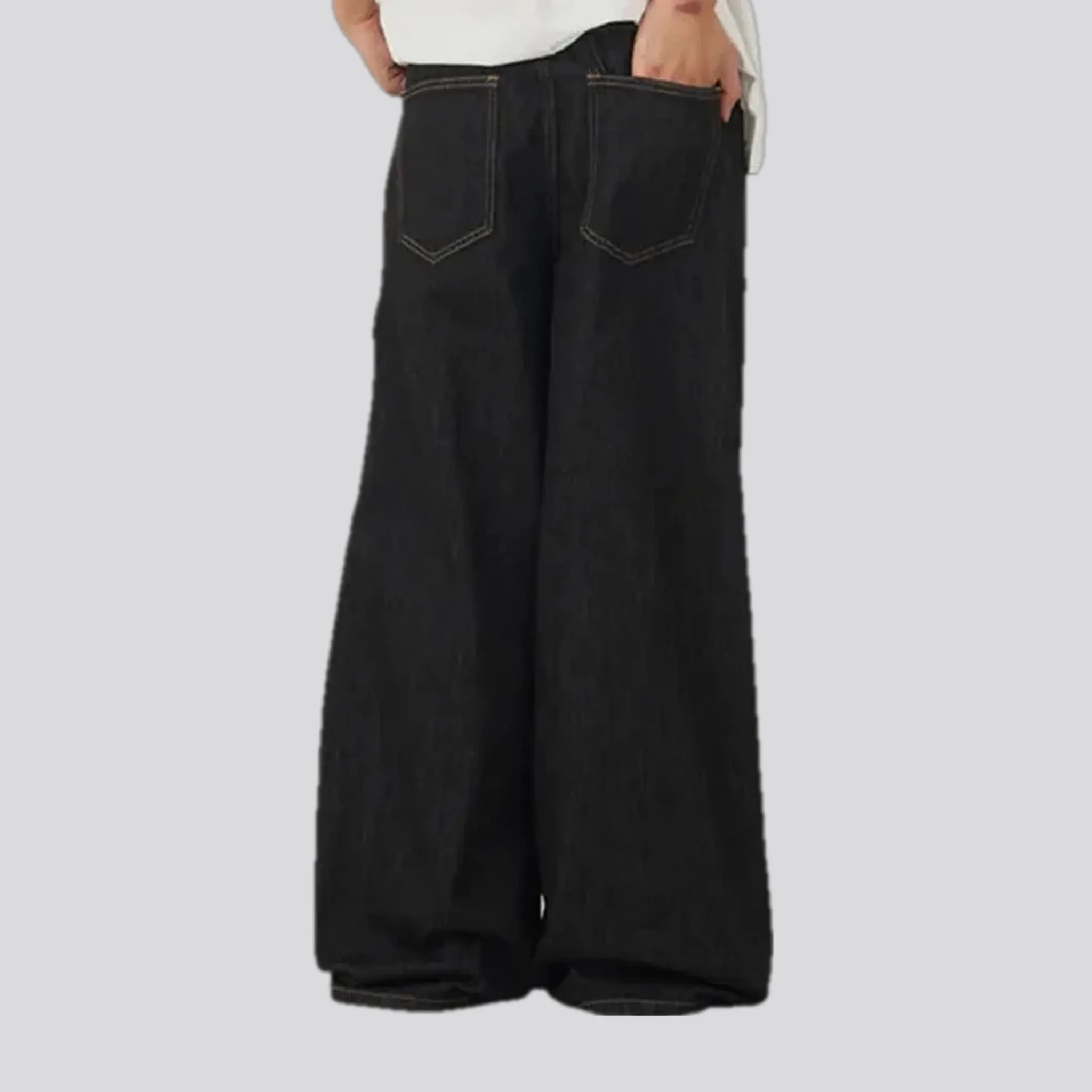 Retro style mid-waist wide men's jeans