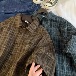 RetroCharm Vintage-Karierte Kurzarmhemd