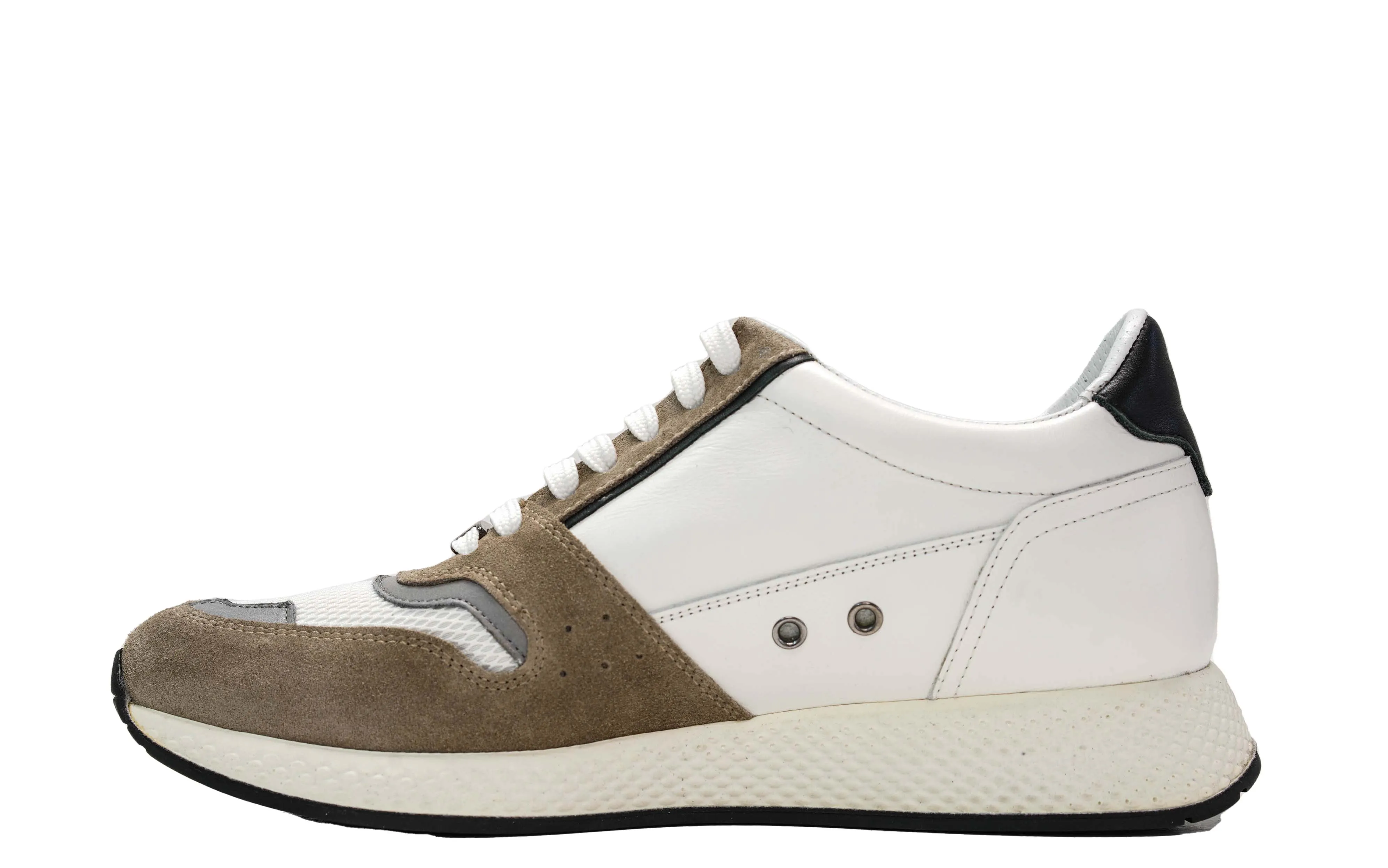 Roberto Serpentini Men's White & Taupe Sneaker 1966