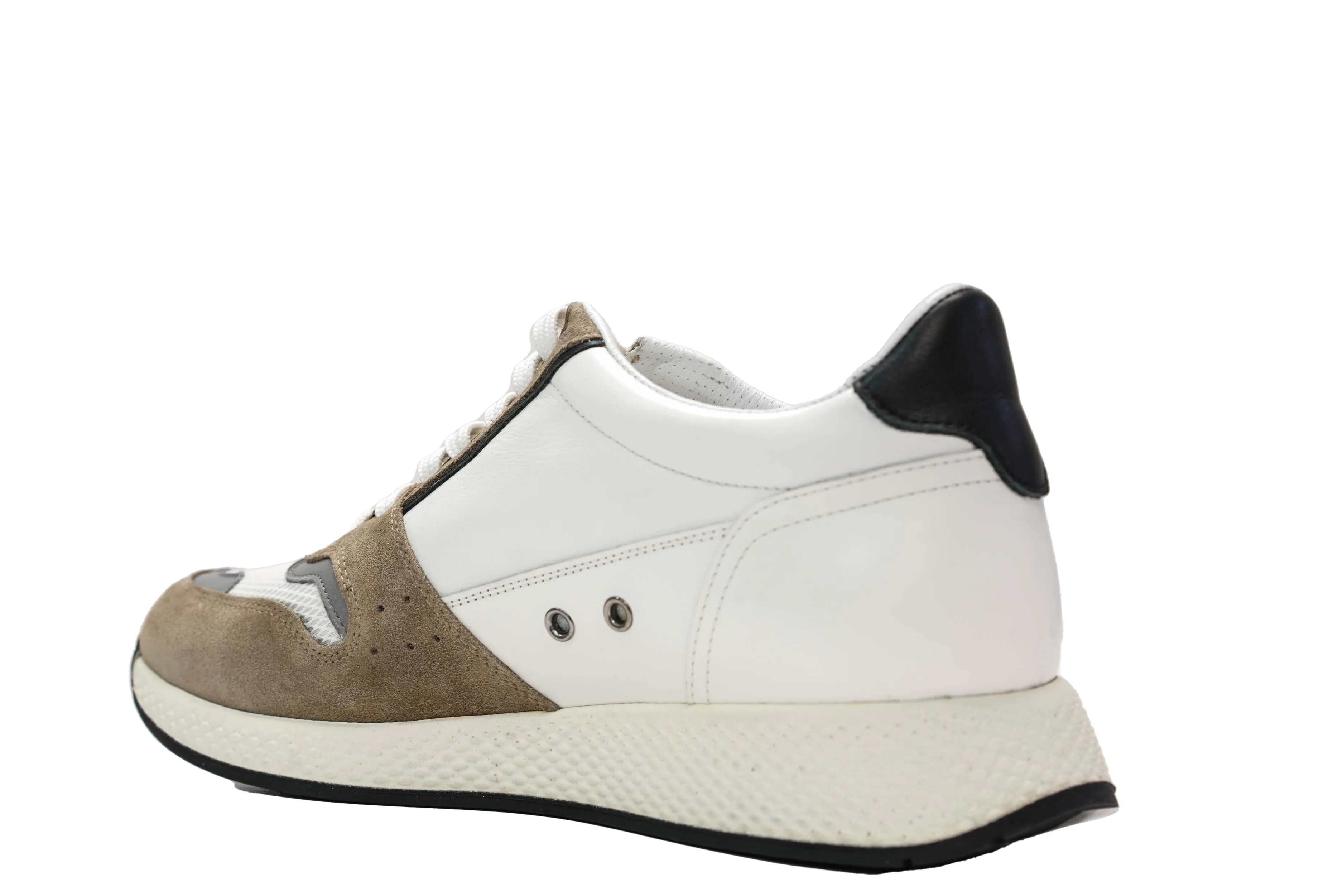 Roberto Serpentini Men's White & Taupe Sneaker 1966