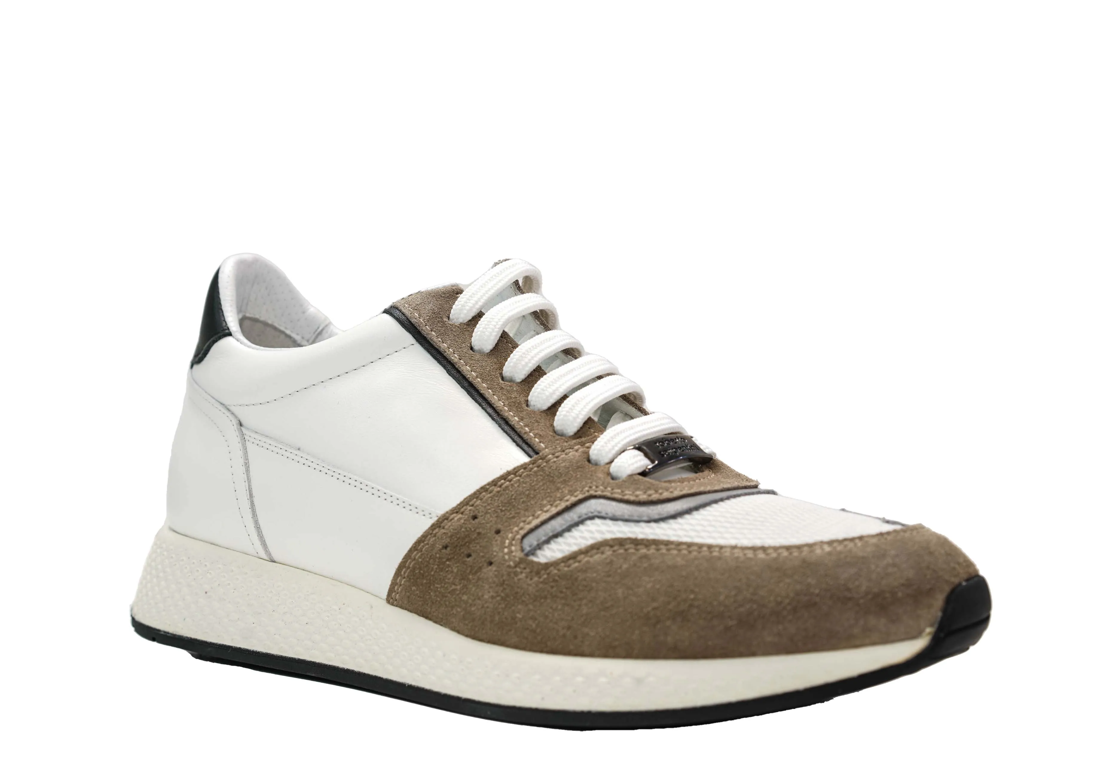 Roberto Serpentini Men's White & Taupe Sneaker 1966